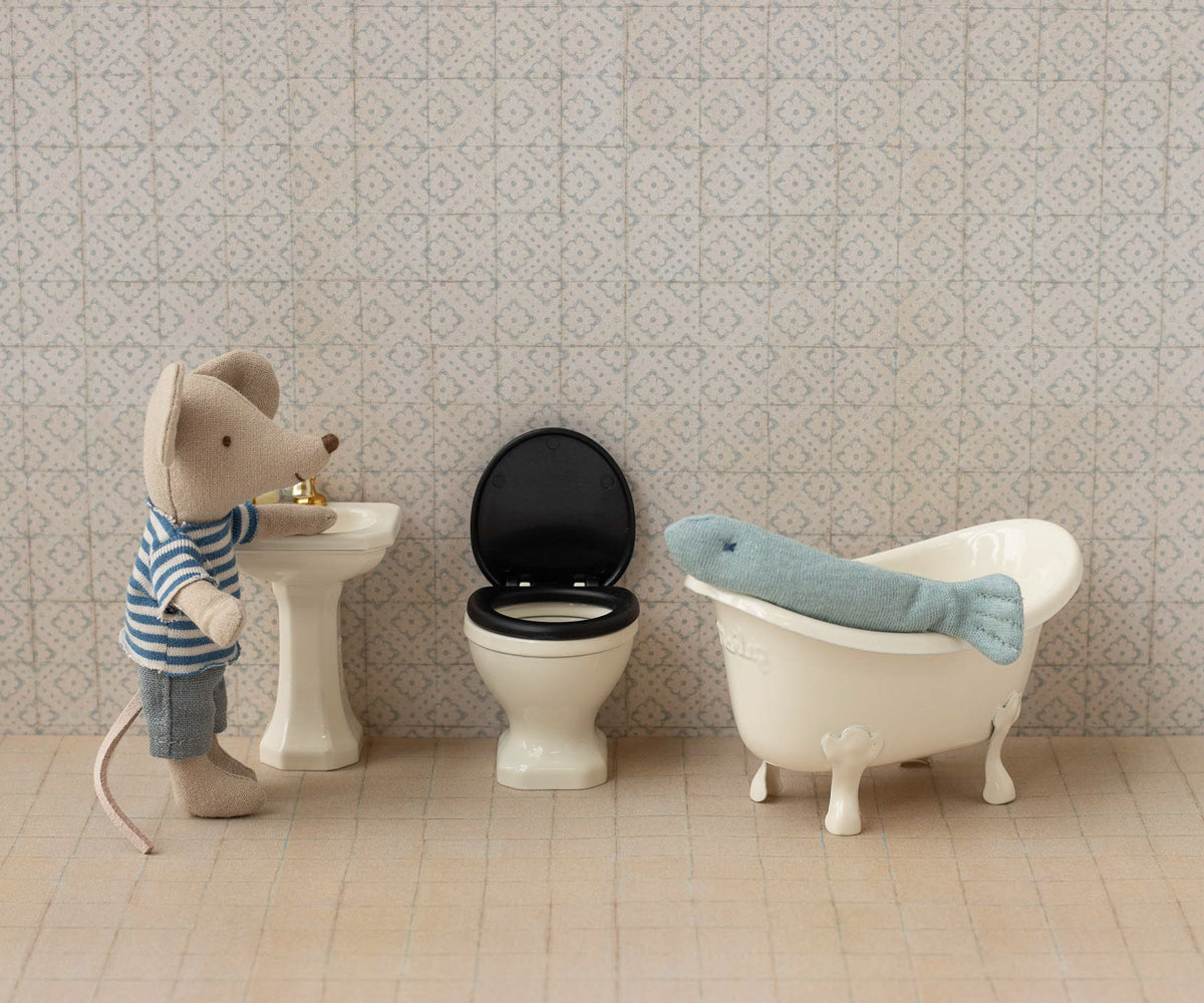 Maileg Bathroom WC, Mouse - Off White