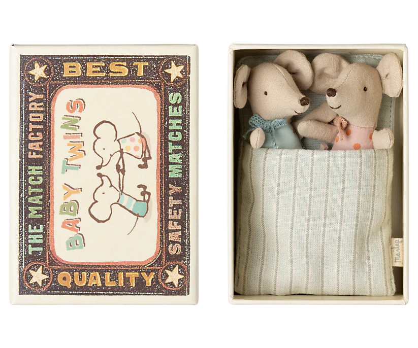 Maileg - Twins, Baby mice in matchbox