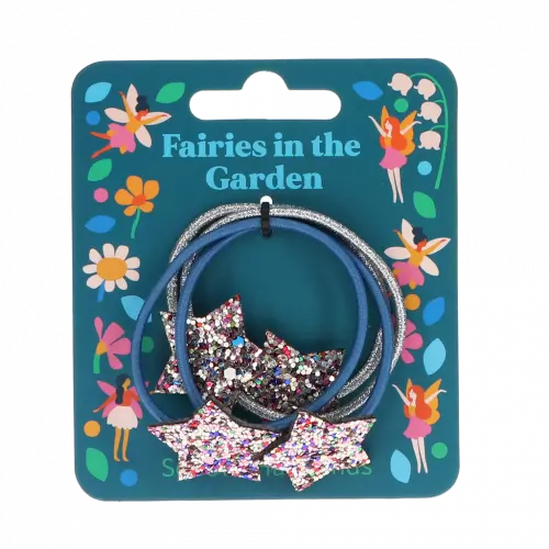 Glitter hair ties (set of 4) - Fairies in the Garden star
