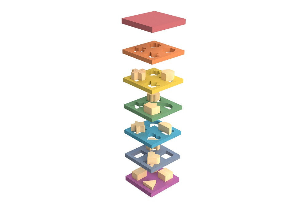 Tickit Rainbow Wooden Shape Stacker