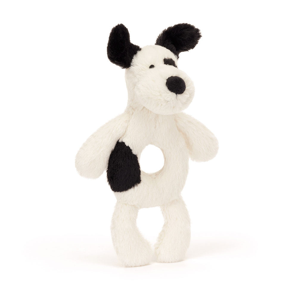 Jellycat Bashful Rufferty Black & Cream Puppy Ring Rattle