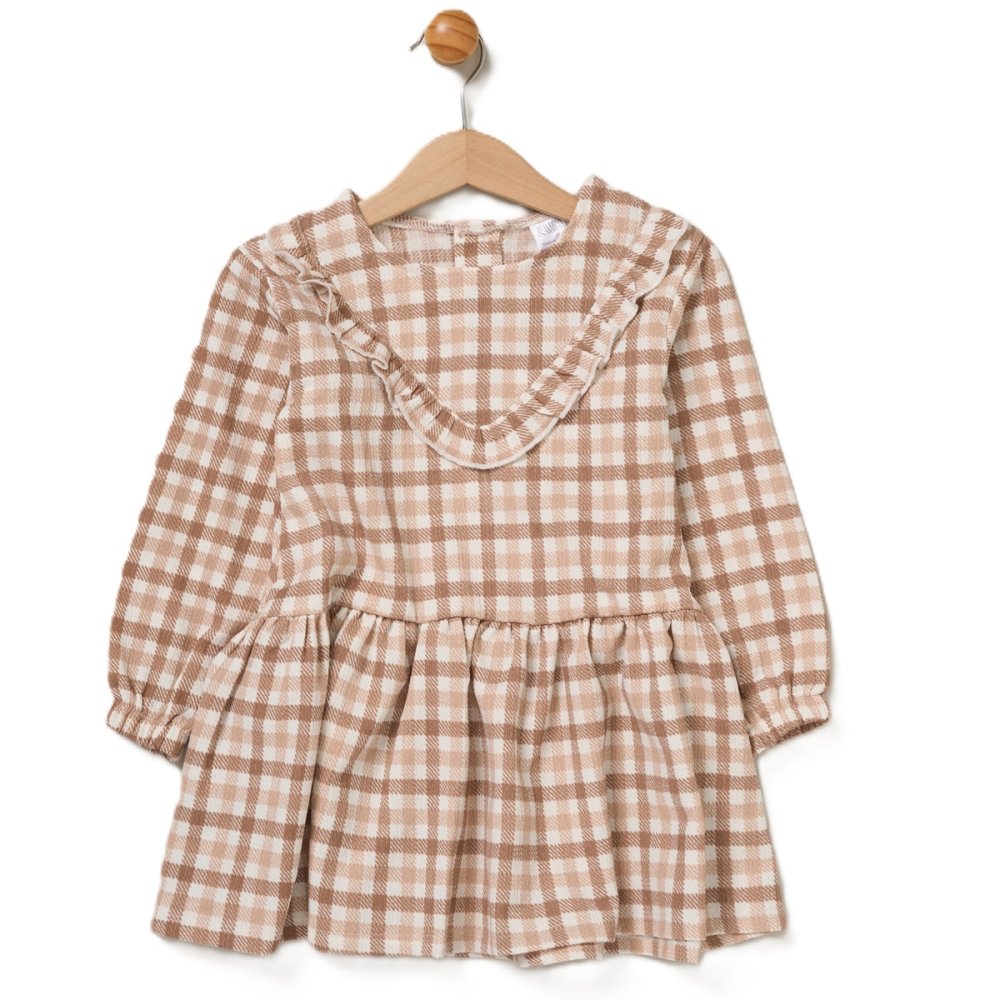 Girls Boucle Fur Jacket & Beret With Crepe Jersey Dress