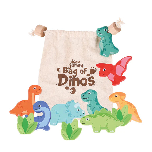 Wooden Bag of Dinosaurs
