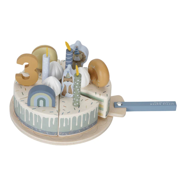 Little Dutch Wooden birthday cake - blue