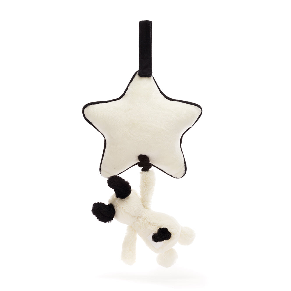 Jellycat Baby Bashful Black and Cream Puppy Musical Pull Down Toy