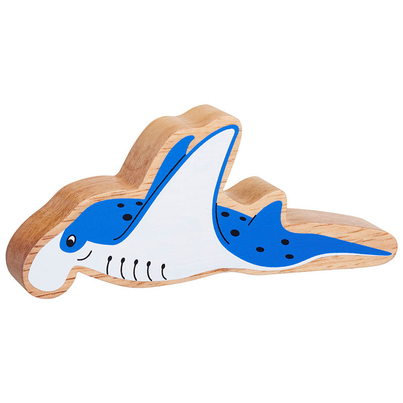 Lanka Kade Wooden Blue & White Manta Ray Figure