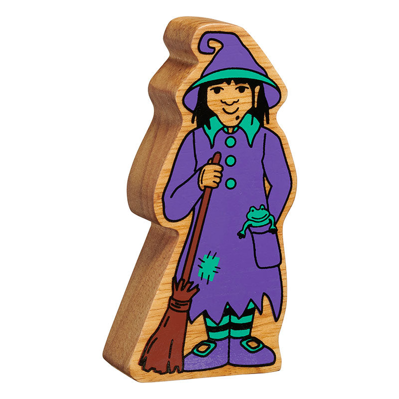 Lanka Kade Wooden Purple & Green Witch Toy