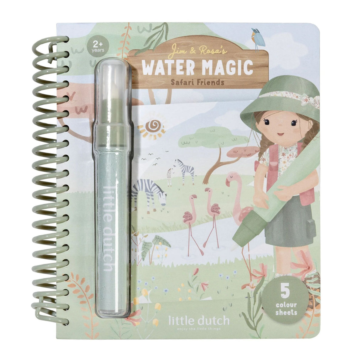 Little Dutch Safari Water Colouring Book Rosa