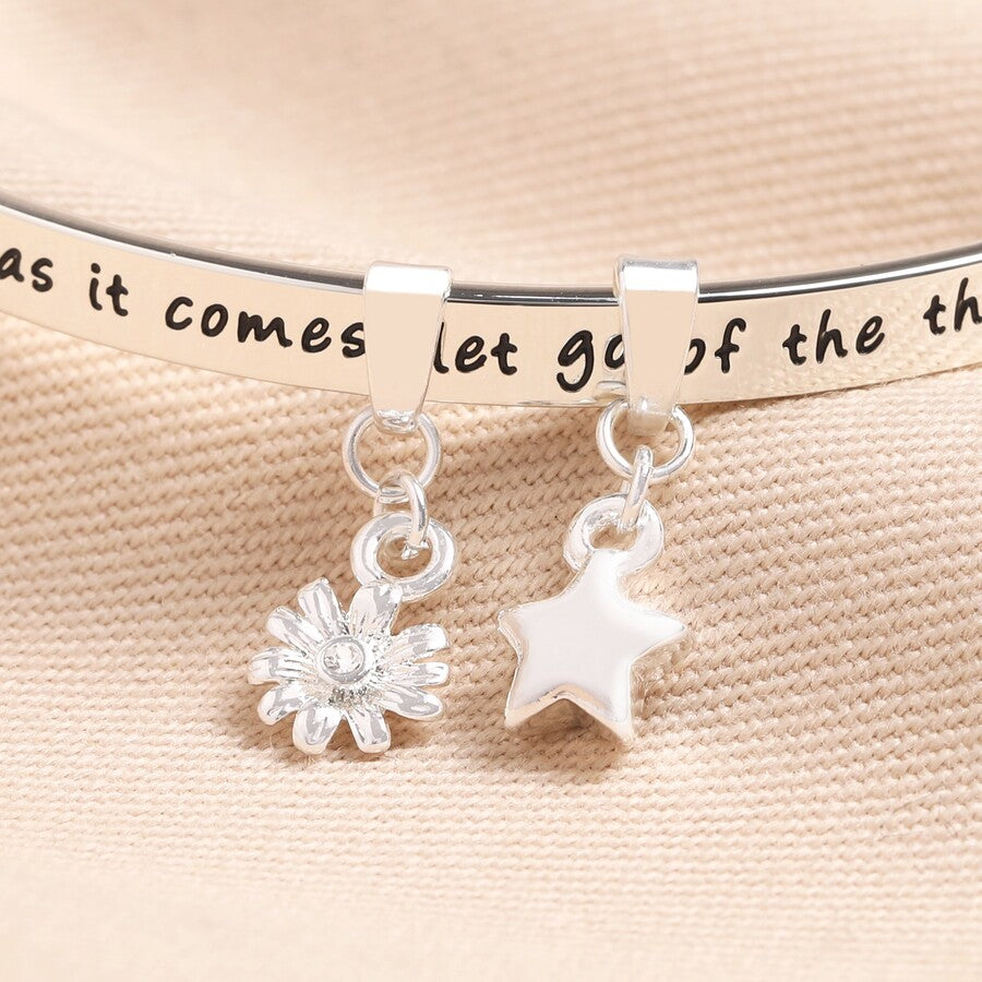You Are Loved Meaningful Word Bangle in Silver