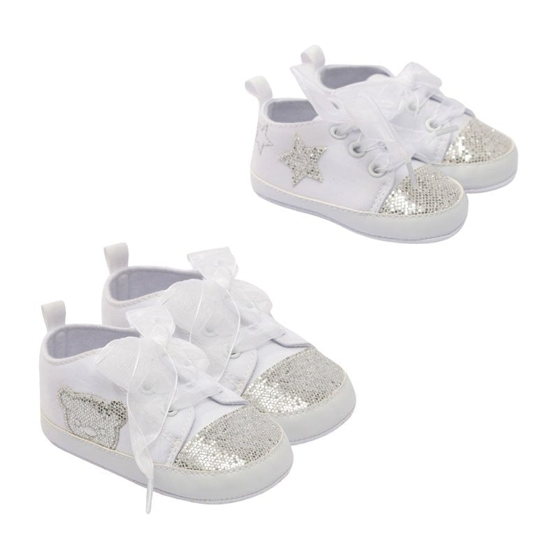 White Baby Glitter Trainers