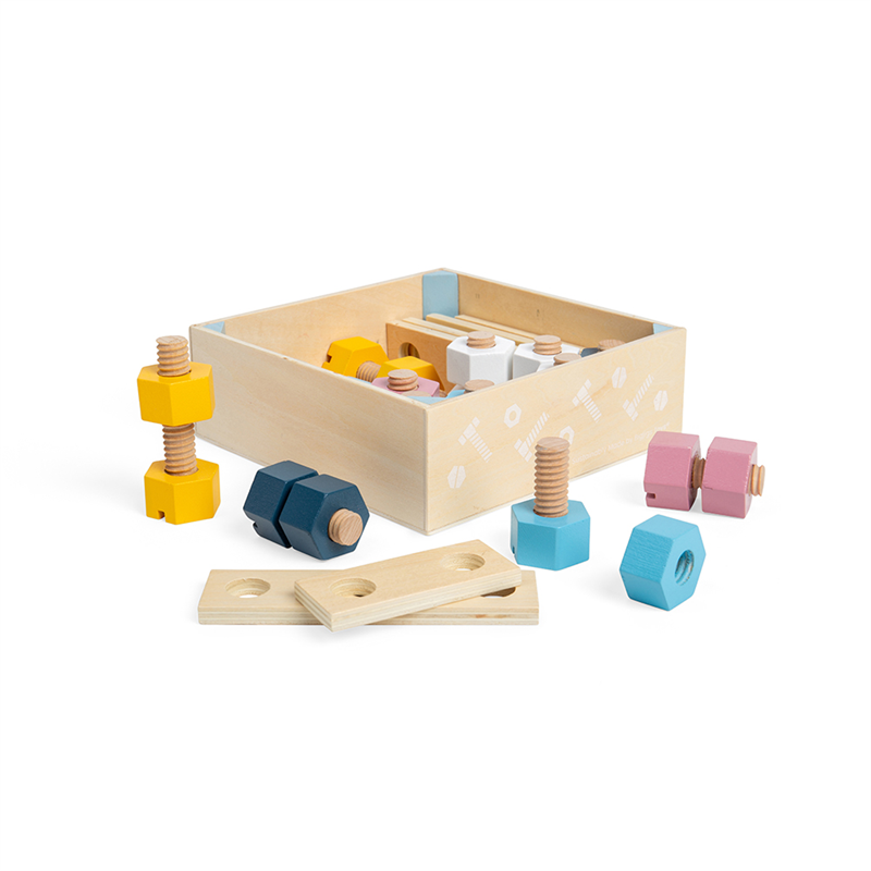 Bigjigs Wooden Crate Nuts and Bolts