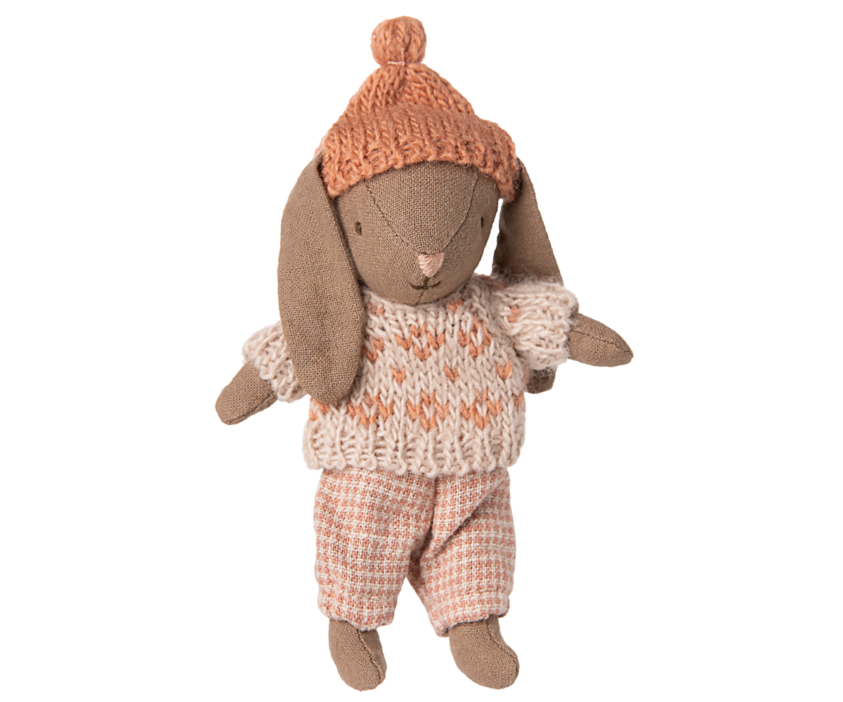 Maileg Winter bunny, Micro - Brown - Rose