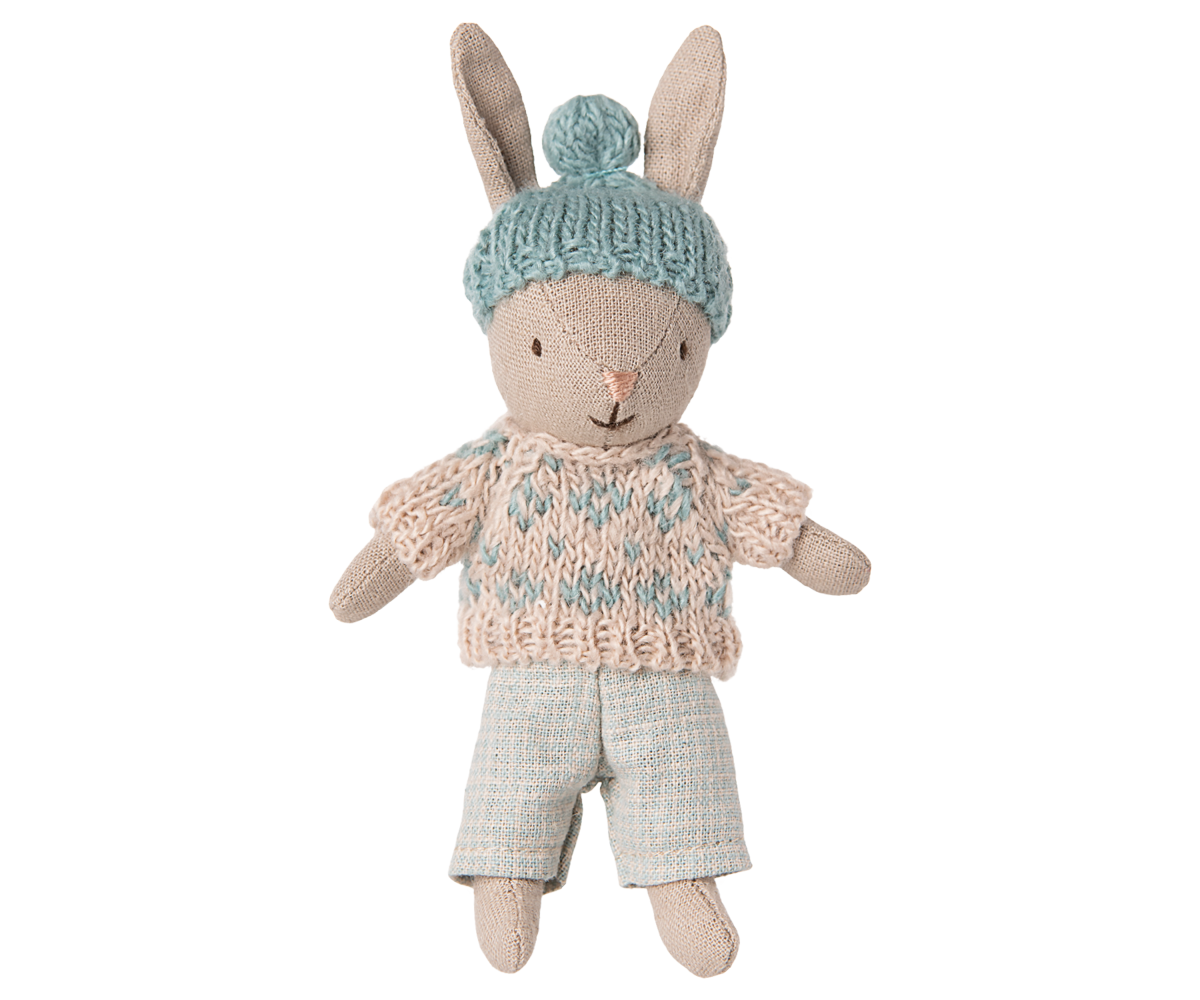 Maileg Winter rabbit, Micro - Sand - Mint