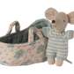 Maileg Baby mouse in carry cot - Blue