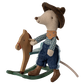 Maileg Cowboy mouse on rocking horse, Little brother
