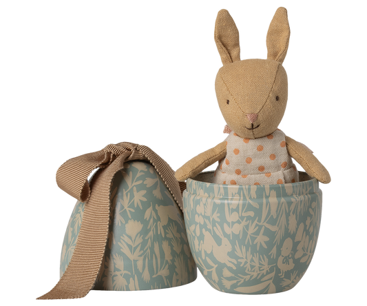 Maileg Easter egg with micro rabbit, Small - Dusty blue