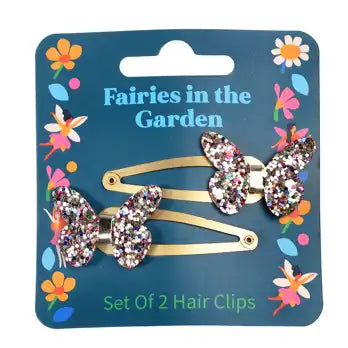 Glitter butterfly hair clips (set of 2) - Fairies in the Garden
