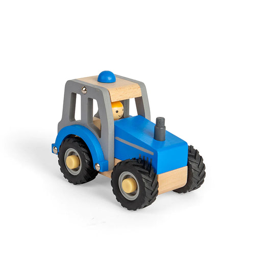Bigjigs Wooden Mini Tractor Blue