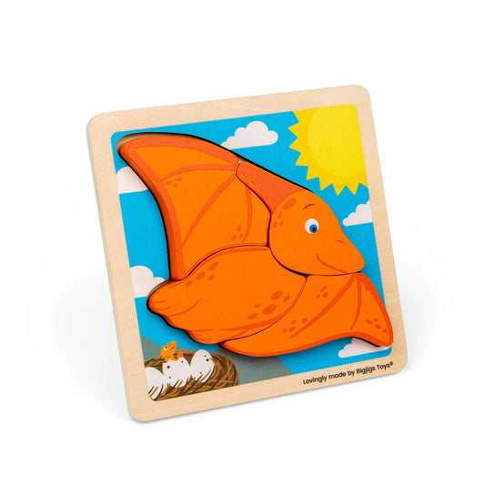 Bigjigs Toys Chunky Lift Out Pterodactyl- Dinosaur Wooden Puzzle for Toddlers