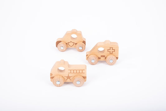 Natural Wooden Emergency Vehicles