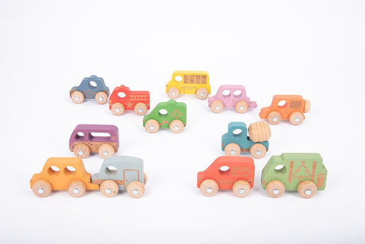 Rainbow Wooden Vehicles Set - Pk12