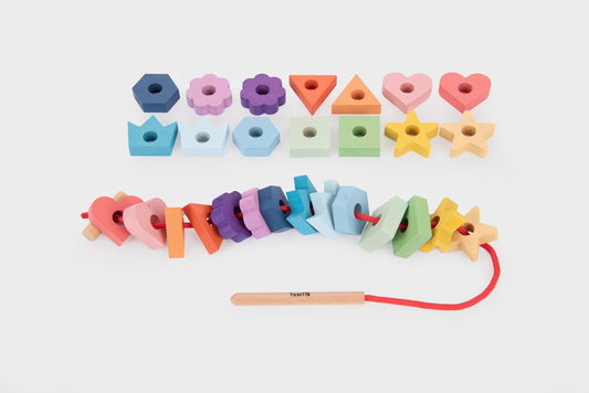 Tickit Toys - Rainbow Wooden Lacing Shapes