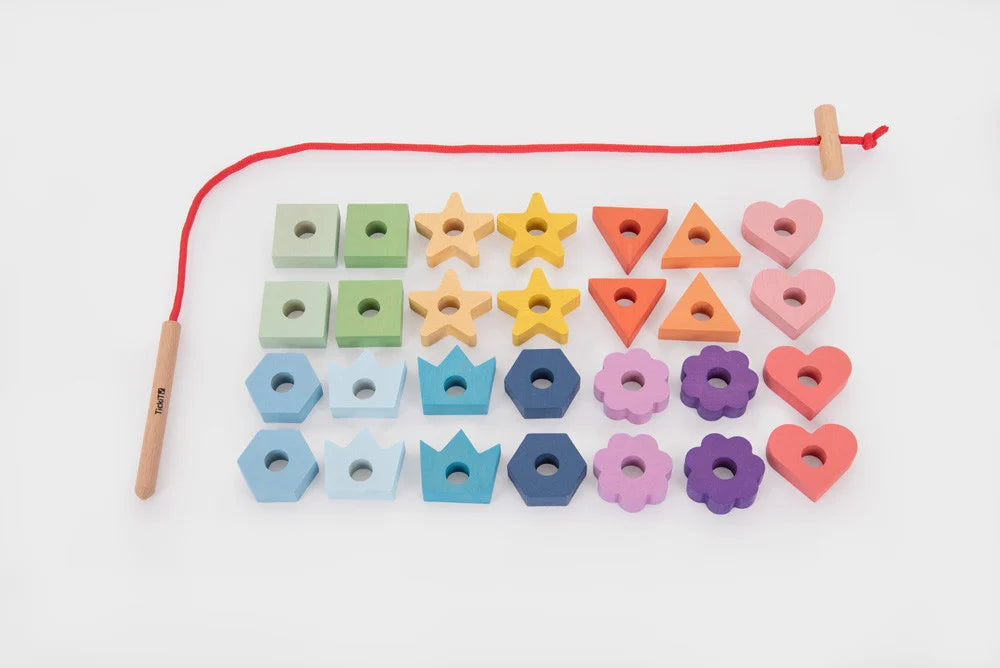 Tickit Toys - Rainbow Wooden Lacing Shapes