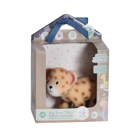 Tikiri Gift Boxed Leopard - Rubber Teether Rattle Bath Toy