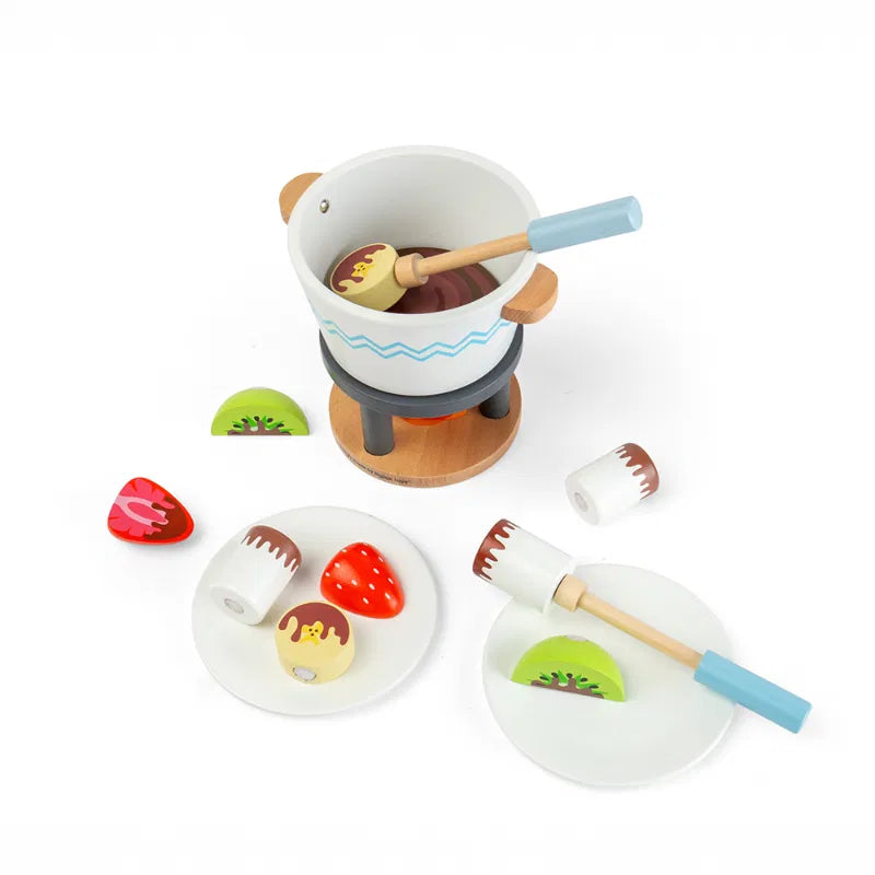 Bigjigs Chocolate Pot For Two - Kids Wooden Play Food Set, Kitchen Playsets