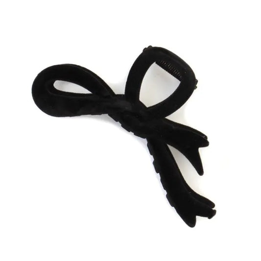 Black flocked velvet bow clamp 12cm