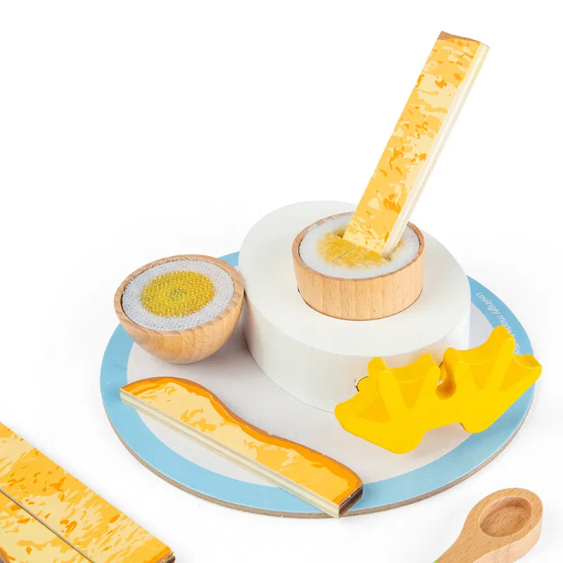 Bigjigs Toys Dippy Egg -Wooden Play Food Set, Pretend Breakfast Playset for Kids