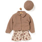 Baby Girls Boucle Fur Jacket & Beret With Crepe Jersey Dress