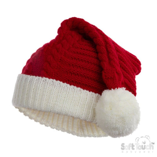 Cable Santa Hat with Pom Pom (0-12M)