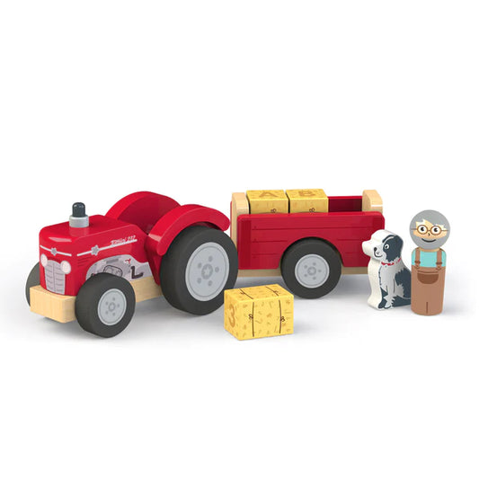 Jumini - Wooden Tractor and Trailer (with bales)