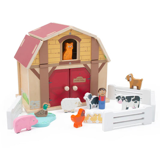 Home Wooden Farm Barn Set (incl animals)