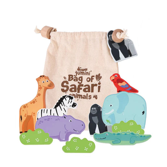 Bag of Wooden Safari Animals