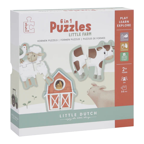 Little Dutch 6 in 1 Puzzles FSC - Little Farm