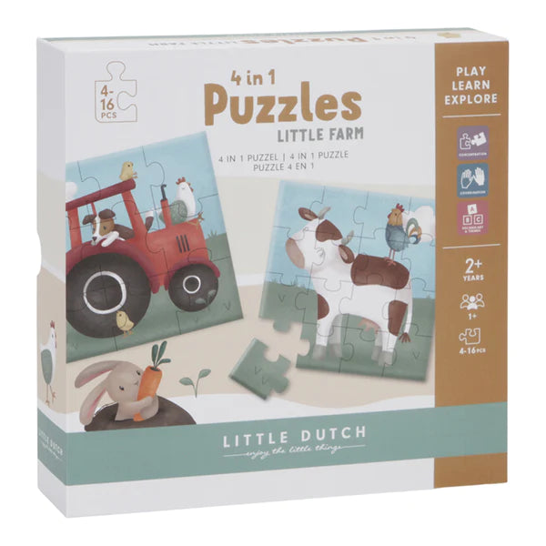 Little Dutch 4 in 1 Puzzles FSC - Little Farm
