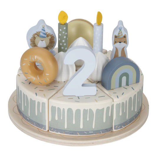 Little Dutch Wooden birthday cake  - blue