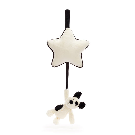 Jellycat Baby Bashful Black and Cream Puppy Musical Pull Down Toy