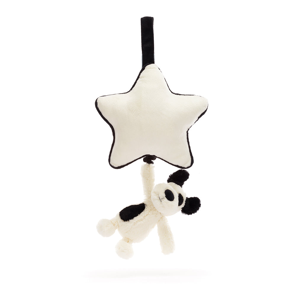 Jellycat Baby Bashful Black and Cream Puppy Musical Pull Down Toy