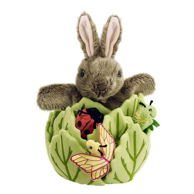 Puppet Company Rabbit in a Lettuce – with 3 Mini Beasts – Hide-Aways