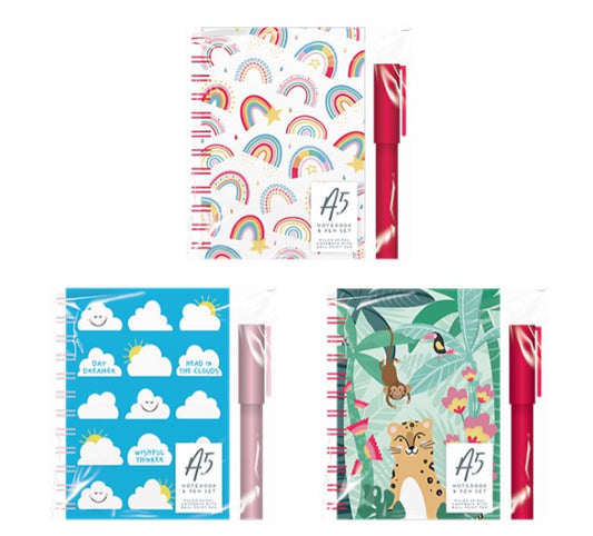 A5 Wiro Notebook & Pen Set - Kids