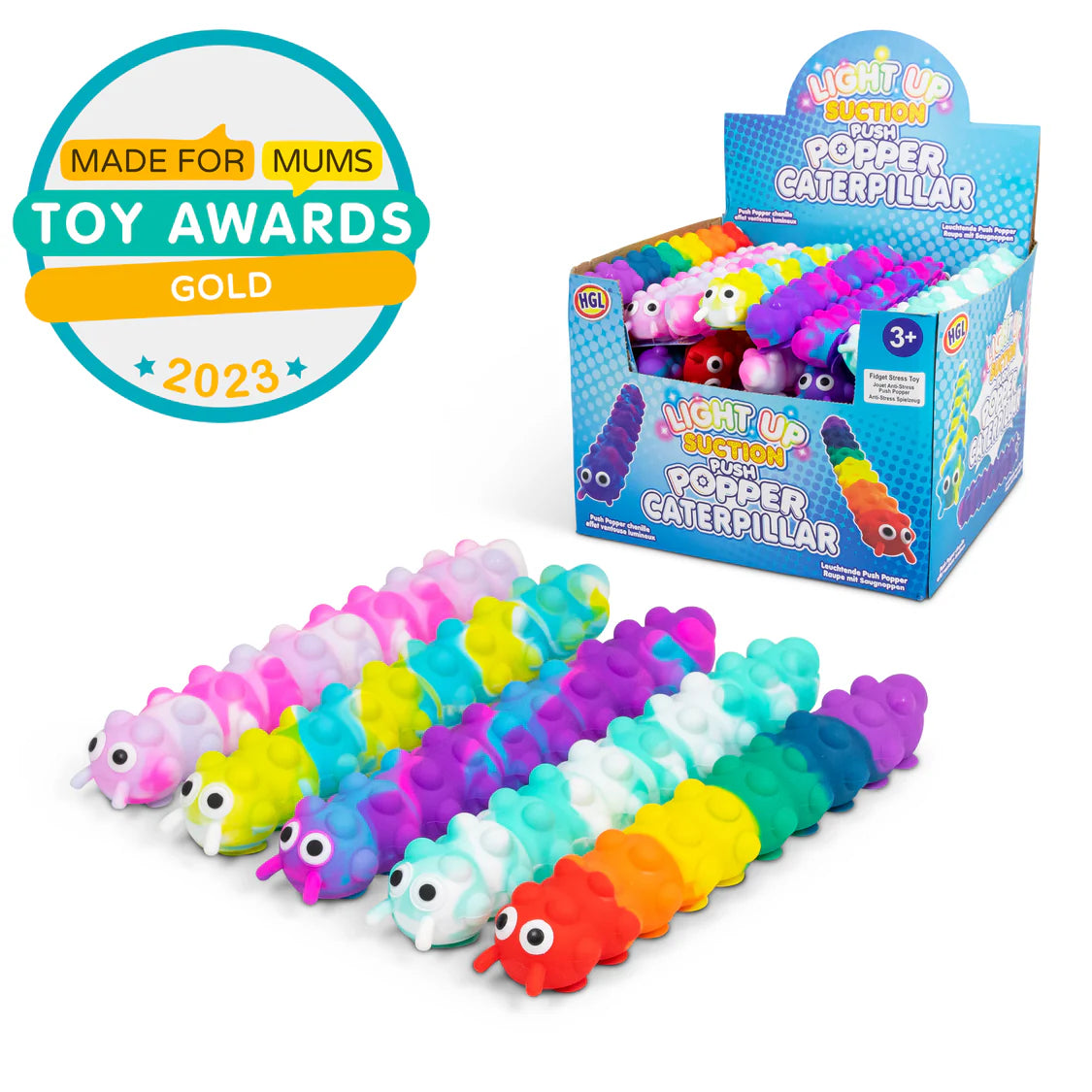 Light Up Suction Push Popper Caterpillar  1 Design Supplied