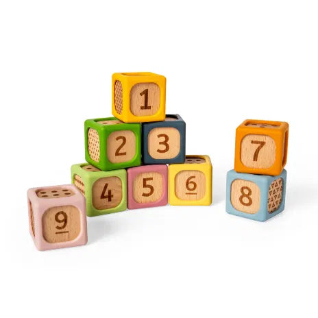 Bigjigs Soft Sorting Blocks 9 Piece Wooden & Silicone Baby Block Set
