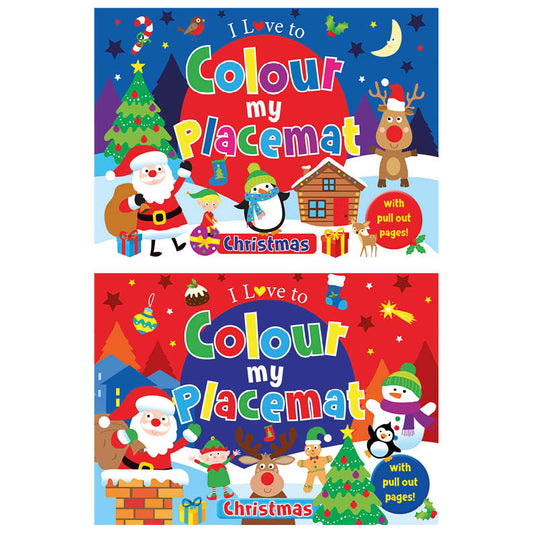 Christmas Placemat Colouring Book Blue Design Supplied