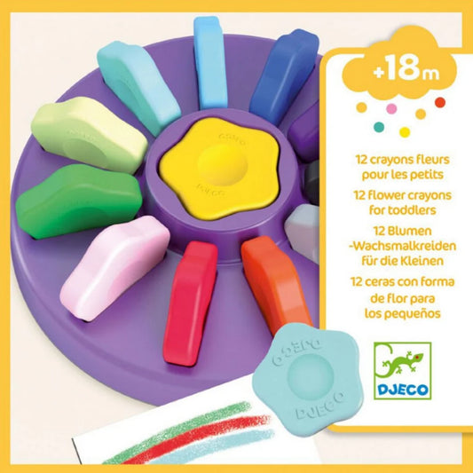 DJECO 12 Flower Crayons For Little Ones