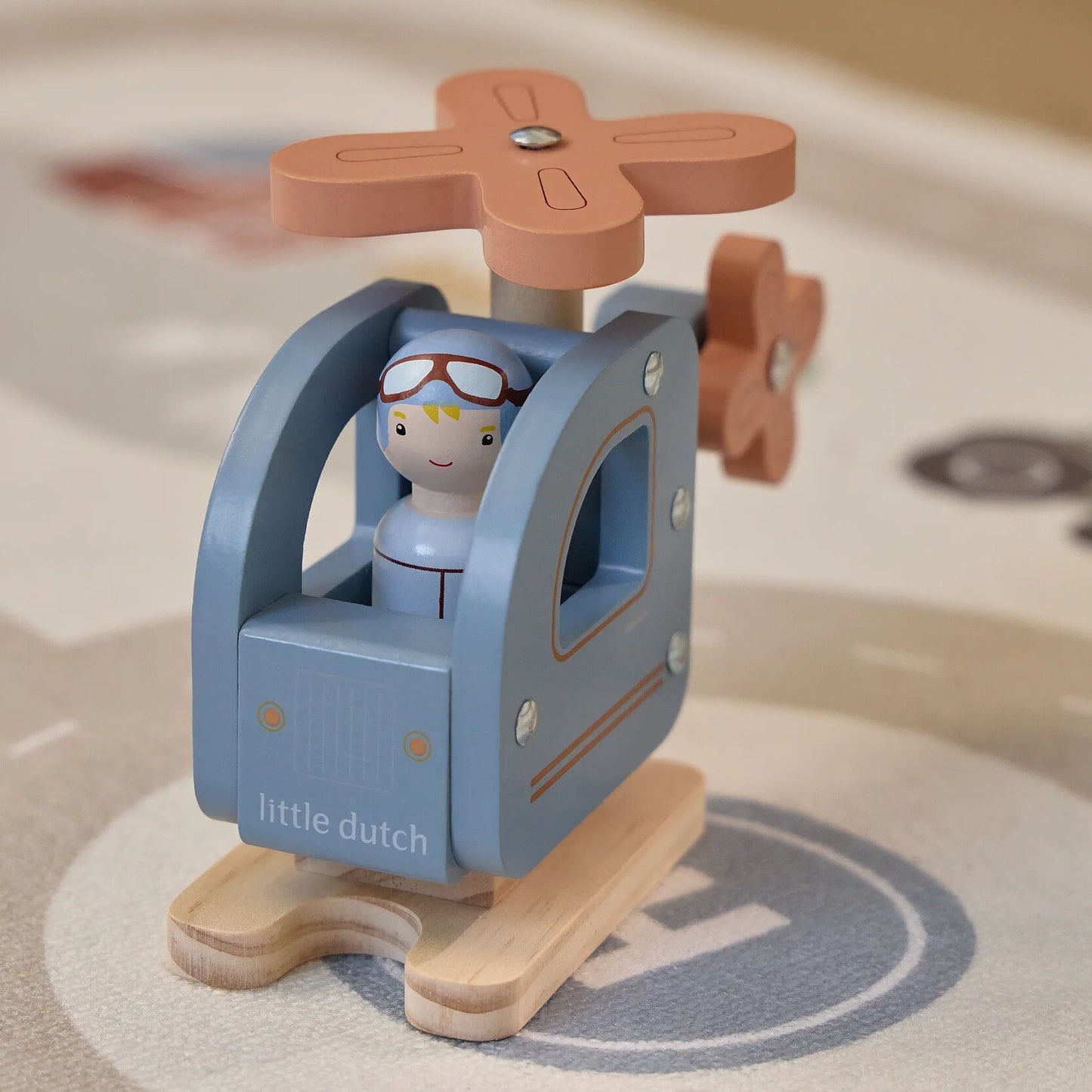 Little Dutch Wooden Toy Helicopter - Blue