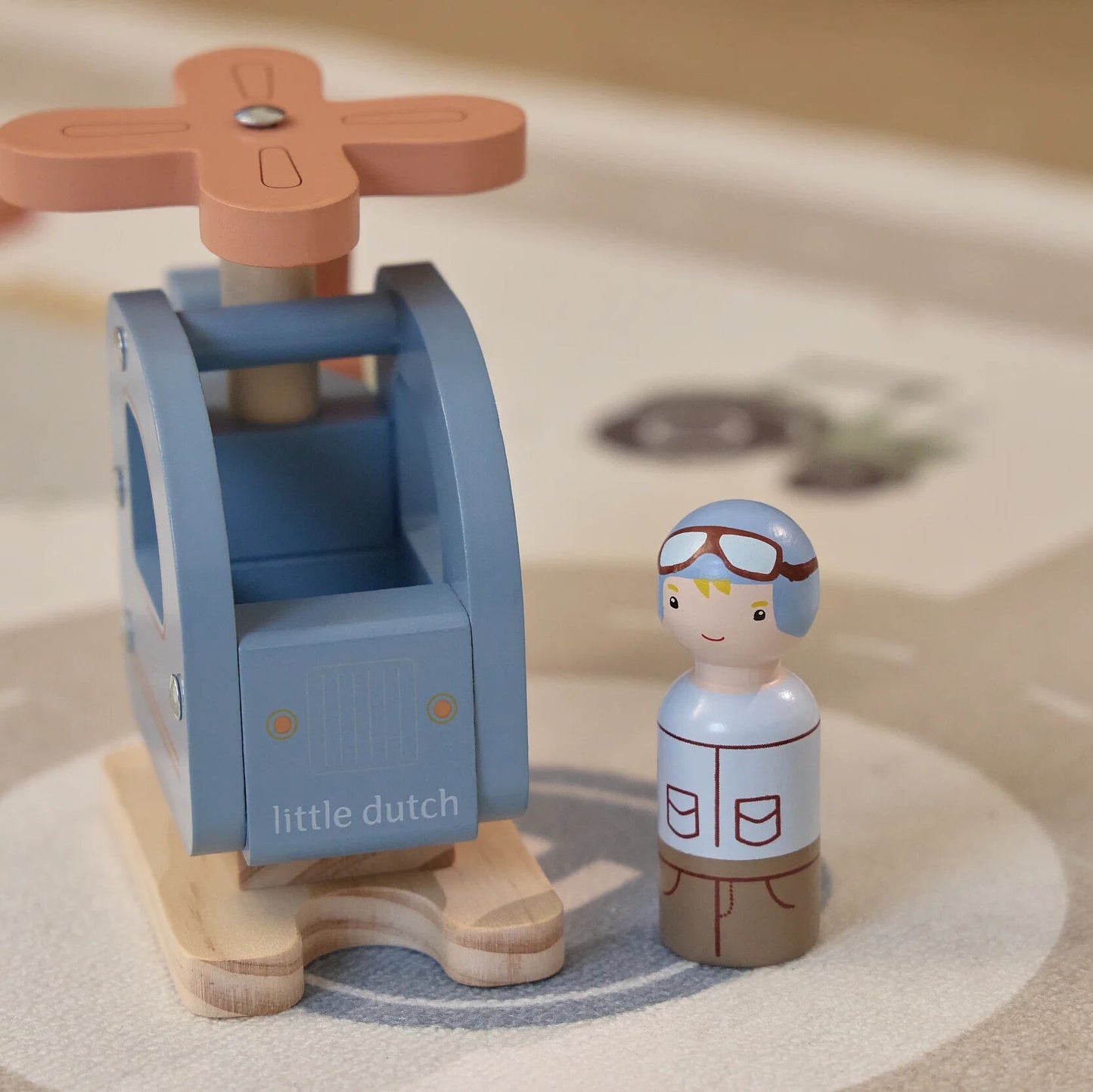 Little Dutch Wooden Toy Helicopter - Blue