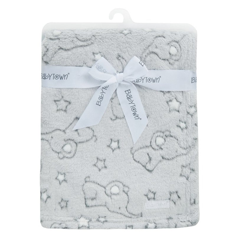 Baby Luxury Plush Grey Elephant Baby Blanket